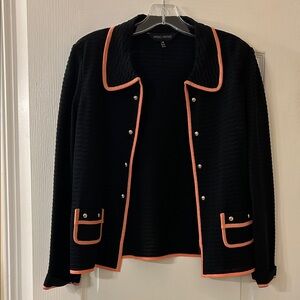 Ming Wang Black Blazer with Coral Accents